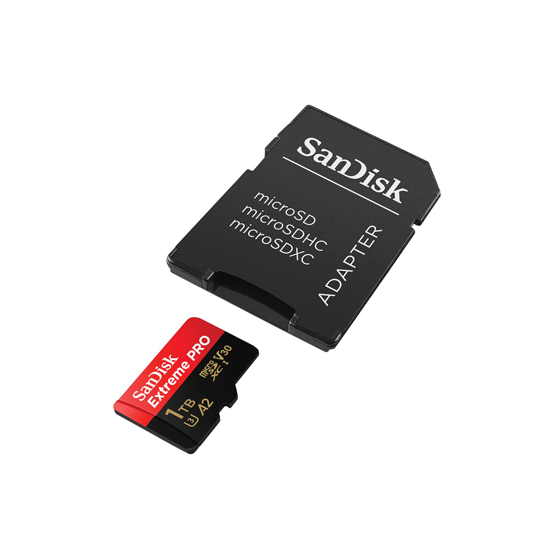 سانديسك اكستريم برو 1 تيرابايت microSDXC UHS-I، V30، قراءة 200 ميجابايت/ثانية، كتابة 140 ميجابايت/ثانية، بطاقة ذاكرة سانديسك اكستريم برو 1 تيرابايت microSDXC UHS-I، V30، قراءة 200 ميجابايت/ثانية، كتابة 140 ميجابايت/ثانية، بطاقة ذاكرة